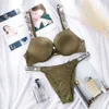 Sexig BRA -bokstav Underkläder Komfort kort Push Up Panty 2 Piece Set Lingerie Set Bikinis Sömlös mjuk andningsbar för kvinnor BH