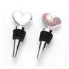 Sublimation Blank Wines Bottle Stopper Bar Tools Creative Heart Shaped Heat Transfer DIY Metal Stoppers Household Wine Accessories