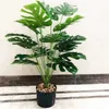 70CM 18 Leaf Artificial Big palm Tree Branch Tropical Green Plants Rare Monstera Bunch Store Flower el Office Home Decoration 210624