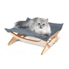 Lits pour chats meubles 1pc support en bois pour animaux de compagnie berceau détachable lit en tissu confortable pour