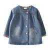 Outono Mola Moda 2 3 4 5 6 7 8 9 Anos Adolescentes Crianças Pequenas Bebê Bebê Denim Blue Long Jacket for Kids Girls 210414