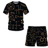 2022 New Summer Math Formula 3D Printing Casual Sportswear Men's Short-sleeved T-shirt + Sports Shorts 2-piece Set G220224