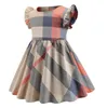 Nouveau 2021 Robes de filles Plaid manches volantes coton volants princesse robe de soirée de mariage enfants vêtements de marque enfants boutique vêtements