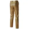 Shiny Gold Polid PollS Grousers Men Disco Nightclub Prom Bling Bling Pants Mash Christmas Party Studio Dancer Singer Costume 3x 210522