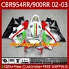 Kit de carrocería para HONDA CBR900 CBR954 RR CBR 954 900 RR CC 2002-2003 Cuerpo 61No.25 CBR954RR CBR 900RR 954RR 900CC 02 03 CBR900RR CBR954-RR 2002 2003 Carenados negro plateado