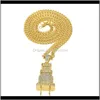 Colliers pendentifs bijoux livraison de gouttes 2021 masque Hip Hop Gold Cuban Link Chain Iced Out Plug Pendant Collier pour hommes Agyhb