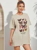 1pcs Butterfly Tees Cully Tees Samma Butterfly Vår och Summer Loose American Retro Mjölk Te Kortärmad T-shirt för kvinnor Topp 210518