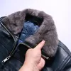 Jaqueta de couro Bomber Jacket Jacket Fur Collar Homem Inverno Casaco Outerwear Overwear Overwear Tops ao ar livre Negócios Quente grosso tamanho grande