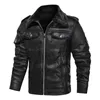 Stickerei Biker Mantel Herren Leder Reißverschluss Fleece Jacke Motorradjacke Herbst Winter Faux PU Lederjacken Casual 211110