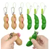 Kawaii Squishy Peanut Unlimited Pea Pods Squeeze Peas Sensory Fidget Toys Edamame Schlüsselanhänger Stressabbau Ball Dekompressionsspielzeug Süßes Mochi Beruhigt die Stimmung