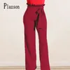 Plazson Sonbahar Kış Kadın Kuşaklı Palazzo Pantolon Gevşek Uzun Pantolon Yüksek Bel Geniş Bacak Pantolon Pantolon Streetwear Pantalones 211105