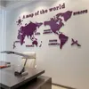 Världskarta akryl 3D Solid Kristallrum Vägg med vardagsrum Klassrum Klistermärken Kontorsdekoration Idéer 210615