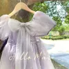 Mesh Baby Dress Summer Girl Enfant Birthday Princess Dress Bow Floral Children's Puff Dresses 2 to 12 Years Old Girl Dress Q0716