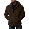 Hommes gilets hommes à capuche fermeture éclair polaire sweat hiver couleur unie vêtements d'extérieur à manches longues garder au chaud poche mode manteau manteaux Guin22