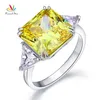 Peacock Star Solid 925 Sterling Silver Three-Stone Luxury Ring 8 Carat Yellow Canary Created Diamante CFR8157 211217