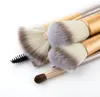 Leuke make-up borstel set voor blending foundation poeder blozen oogschaduw, witte cosmetische borstels met synthetische borstel veganistische borstel, 12st veganisten vriendelijk