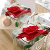 Custom Flower Rose Table Cloth Oxford Print Rectangular Waterproof Oilproof Cover Square Wedding cloth 210626