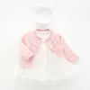 Bebek Bebek Kız Uzun Kollu Örme Hırka Coat + Elbise Giyim Setleri İlkbahar Sonbahar Çocuklar Kız Giysileri Suit 210429