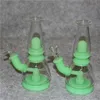 Silicone bong water pipes smoking bubbler glow in the dark non glass oil rig Bongs 14mm Joint quartz banger bowl