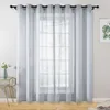 Cotton Linen Tulle Curtain For living Room Sheer Window Curtain for Bedroom Cafe Solid Color Cortina Window Beige White 210712