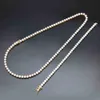 5mm StainlStee Zircon Tennis Chains Necklace Gold color Color Material Iced Out 1 Row CZ Chain Hip hop Necklace X0509