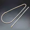 5mm Stainlstee Zircon Tennis Kedjor Halsband Guldfärg Färg Material Iced Out 1 Row CZ Chain Hip Hop Halsband X0509