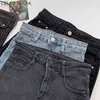 Shijia delade raka byxor kvinna stretchy denim jeans svart hög midja botten kvinna hajuku sommar jeans kvinnliga byxor 211111