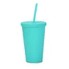 16oz fosca fosca tumbler plástico acrílico tumblers de parede dupla copo bebendo café com tampas lisas e palhas Wll885