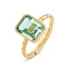 Allnoel Высококачественные элегантные женские кольца прямоугольник синтетический зеленый аметист регулируемый 925 стерлингового серебра серебра 411217