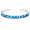 JZB0058 Bracelets en opale bleue éblouissante, bijoux de qualité supérieure, manchette pour hommes et femmes amoureux, cadeau X0524