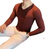 Pulls pour hommes 2022 Pure Color Hommes Pull tricoté Automne / Hiver Mode V-Col V-Col Tops à rayure Ity Prom Party KTV Discothèque Casual Pulls