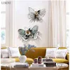 Europe Wrought Iron Butterfly Craft Decoration Metal Ornament Restaurant el Home Sofa Background Wall Murals Accessories 210414