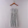 fashion women bowknot decoration striped sling dress casual sexy slim dresses summer femme clothing vestidos D1717 210430