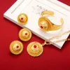 Earrings & Necklace Gold Color Ethiopian Pendant Earring Ring Bangle Sets With Bule Green Red Stone