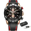 Fashion Silicone Strap Mens Watches LIGE Top Brand Luxury Wrist Watch Men Quartz Clock Waterproof Chronograph Relogio Masculino 210527