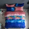 クアップの高級星空の空印刷の寝具セットキングサイズの羽毛布団カバーベッドキングクイーンの城塞ベッドファッションキルトカバー210706