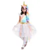 Enfants filles Licorne robe Halloween fête de vacances cosplay + bandeau petit arc-en-ciel unicornio princesse robe 210529