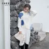 Japon Moda Kadınlar Kazak Kazak Beyaz Gevşek Örme Jumper Renk Bloğu Kış 210427
