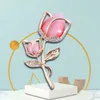 Exquisite Crystal Pink Rose Pins Rhinestone Bloem Broches voor Dames Kleding Accessoires Dames Bruiloft Banket Broche Sieraden