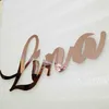 Custom Mirror Rose Gold Baby Namn Sign Nursery Wall Decoration Personlig Namn Sign Bröllopsfest Dop 210610