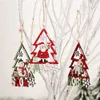 Christmas Tree Decorations Santa Snowman Reindeer Snowflake Wooden Hanging Ornaments Holiday Party Favors KDJK2110