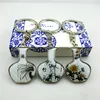 10sets High Quality Chinese style key chain key ring Unique Blue and White Porcelain Key Holders Souvenir Favors Gifts for Small Business