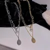 Pendant Necklaces U-Magical Luxury Double Layer Irregular Coin Medallion Necklace For Women Imitation Pearl Chunky Chain Jewelry