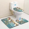 Starfish Turtle Toilet Three-piece Door Bathroom Carpet Waterproof Bathroom Carpets Toilet Seat Cover Floor Mat Bathroom Decor 210622