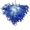 El şişmiş cam avize kobalt mavi renk lamba romantik kalp tasarım led kolye ışıkları asılı aydınlatma özel avizeler ışık 40 veya 48 inç