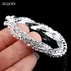 Blijery Stretch Crystal Bridal Armbanden Zilveren Kleur Rhinestone Twisty Armbanden Armbanden voor Dames Party Huwelijk Accessoires Q0719