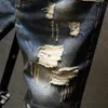 Streetwear homens rasgados calças de brim de verão Bermuda masculino macho buracos de vintage destruíram shorts de denim reto Plus tamanho 38 40 210713