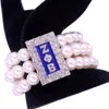 Drop Ship New Made Three Layers Multi String Beads Pearls Greek Letter Sorority Zeta Phi Beta Bracelets Society Club Jewelry9332245