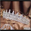 Andere Haartropfen Lieferung 2021 Parmalambe Europäischer Zirkon mit Perle Prinzessin Stirnband Krone Schmuck Königin Braut Hochzeit Tiara Aessory Y58Iw