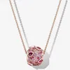 Nouveau 18K lèvre baiser pendentif collier disque brillant ZC zircon or rose chaîne de perles romantique adapté au style Pandora original girly cha244h